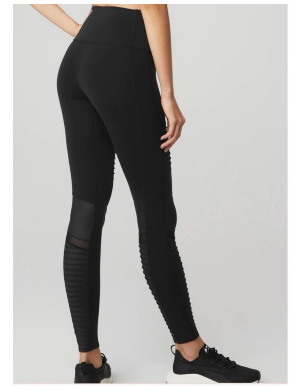 Alo Black Moto-Style Mesh Panel Leggings XS - Picture 5 of 13